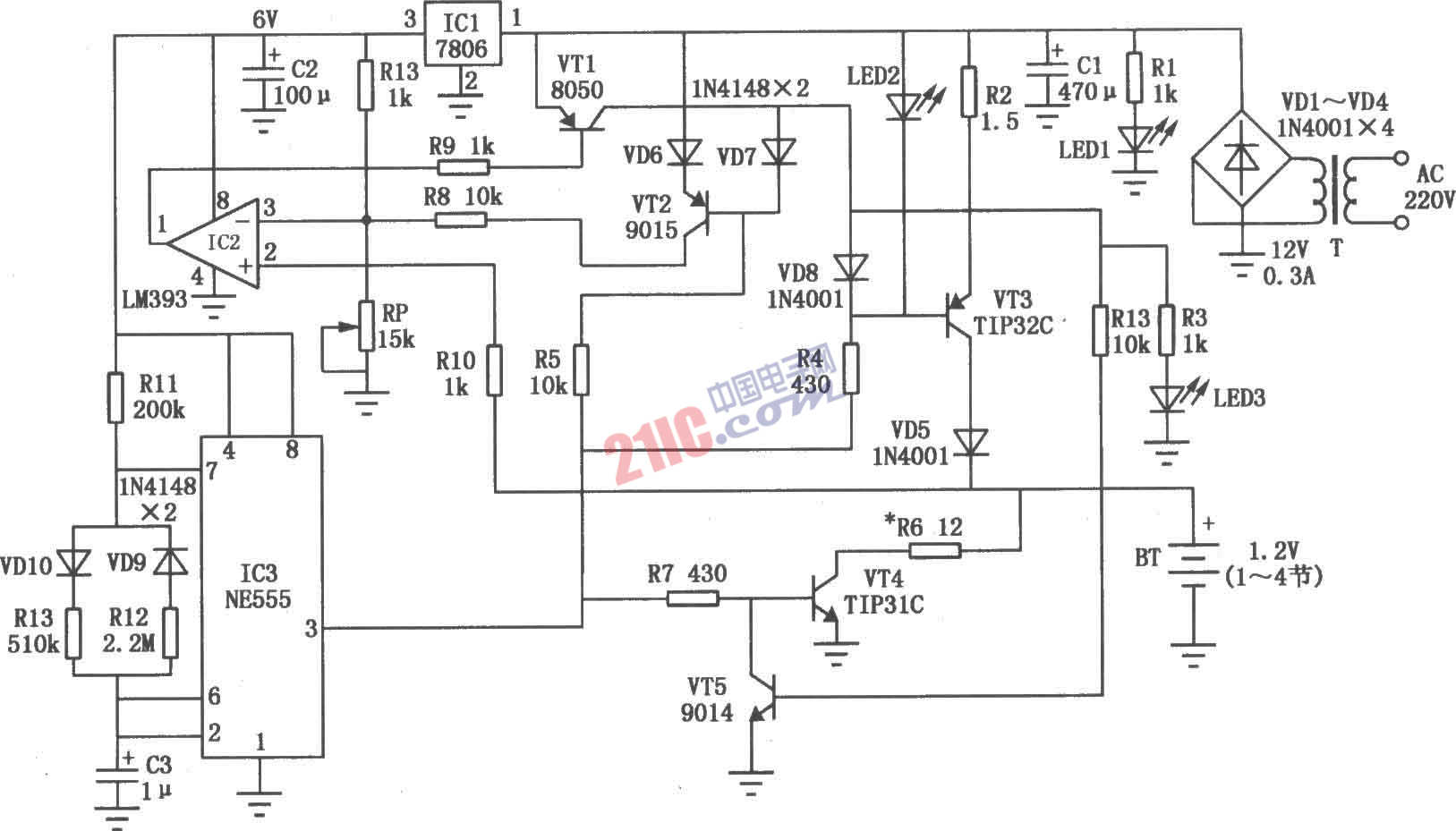 LM393構(gòu)成的高性價(jià)比鎳鎘電池充電器
