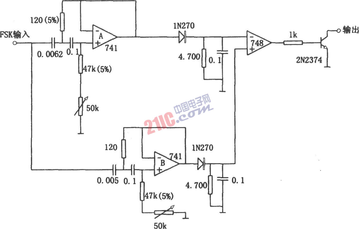用<strong>有源濾波器</strong>構(gòu)成的頻移<strong>解調(diào)器</strong>
