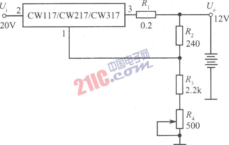 CW117/CW217/CW317構(gòu)成的12V恒壓充電器