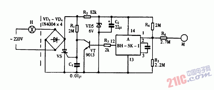 單鍵<strong>觸摸開關(guān)</strong>電路圖