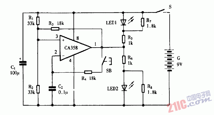 巧用CA358作擲幣游戲器<strong>電路圖</strong>