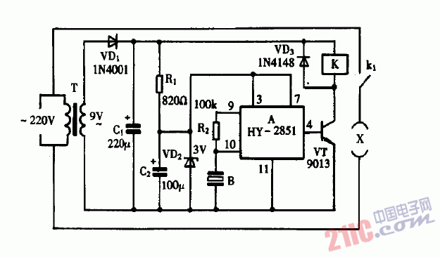 巧用HY2851作<strong>聲波</strong><strong>控制開關(guān)</strong>電路圖