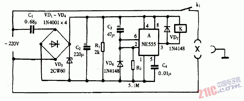 巧用NE555作<strong>電冰箱</strong><strong>斷電</strong>延遲<strong>保護器</strong><strong>電路圖</strong>