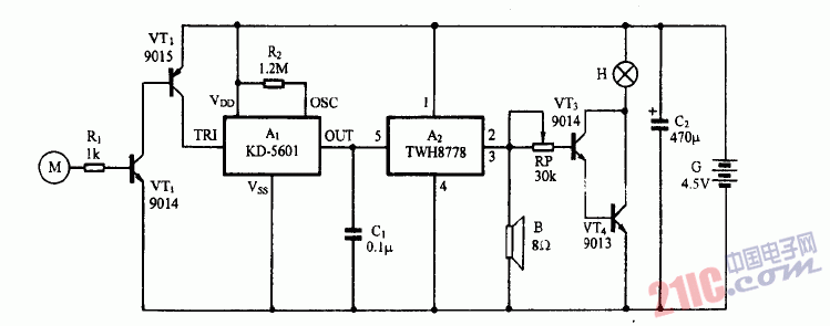 巧用TWH8778作聲<strong>光電子</strong>鞭炮<strong>電路圖</strong>
