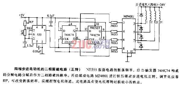 四相<strong>步進(jìn)電動機(jī)</strong>的二相<strong>勵磁</strong><strong>電路</strong>（正轉(zhuǎn)）.gif