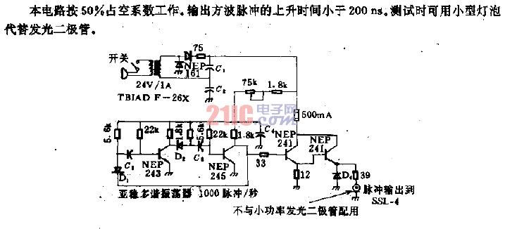 <strong>發(fā)光二極管</strong>用的1.25W<strong>脈沖</strong><strong>發(fā)生電路</strong>.gif