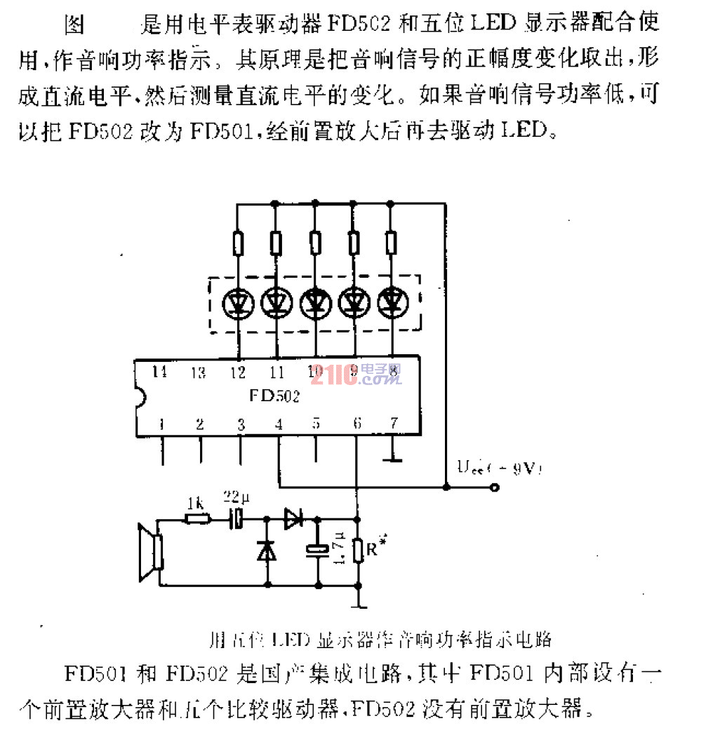 用五位<strong>LED顯示器</strong>作<strong>音響功率</strong>指示<strong>電路</strong>.gif