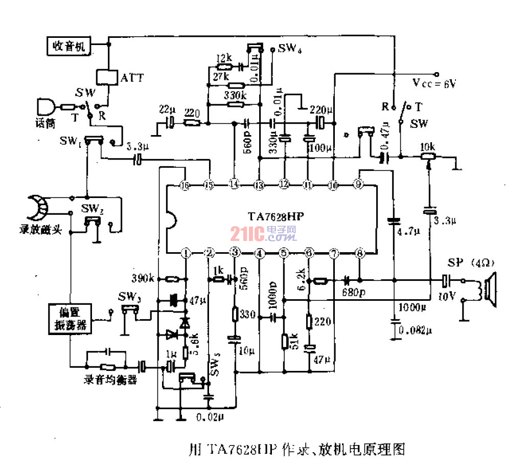 用TA7628<strong>HP</strong>作錄、放<strong>機電</strong><strong>原理圖</strong> .gif