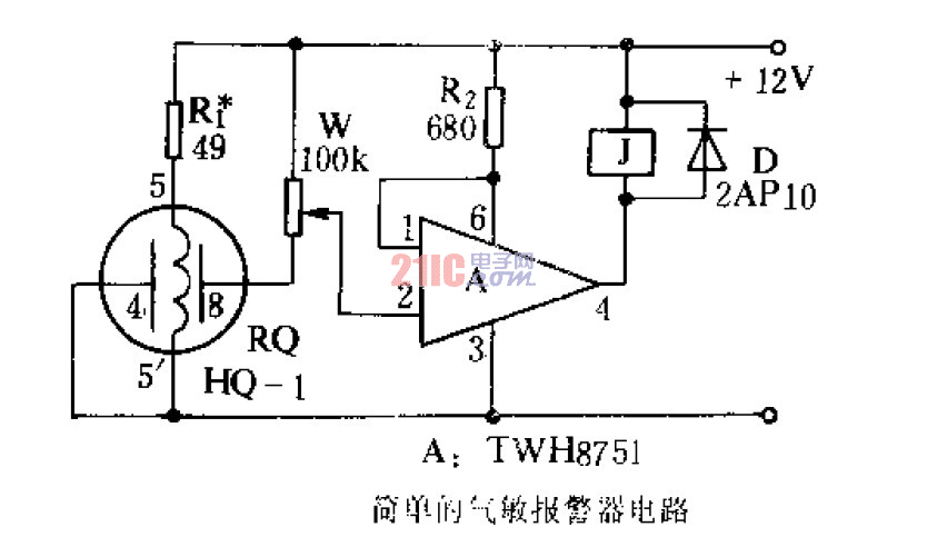 簡(jiǎn)單的氣敏<strong>報(bào)警器電路</strong> .gif