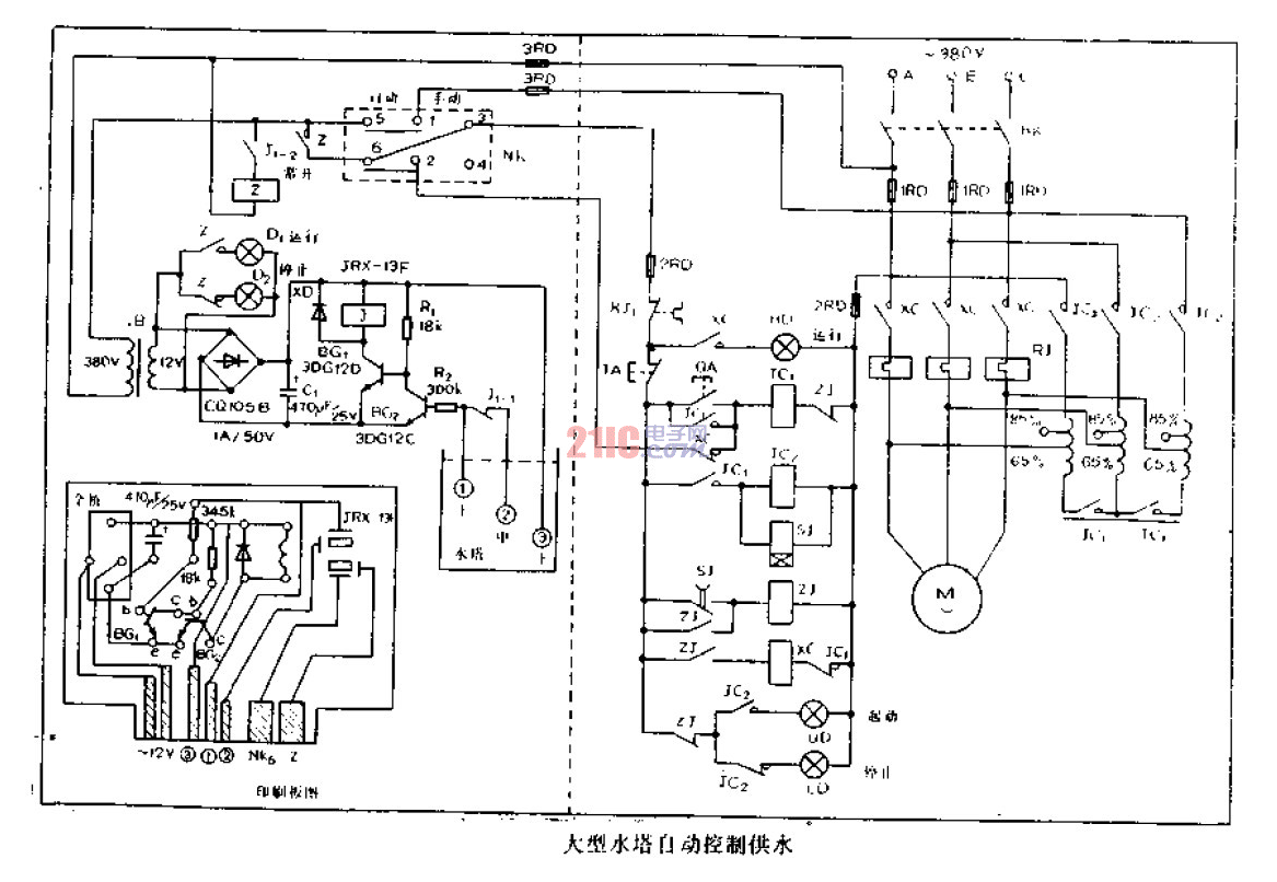 大型水塔<strong>自動(dòng)控制</strong>供水<strong>電路圖</strong>.gif