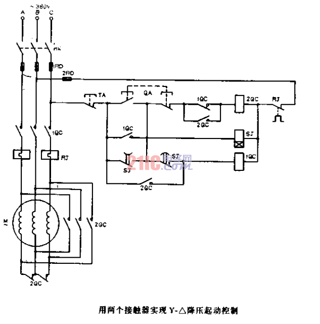 用兩個接觸器實現(xiàn)Y-降壓起<strong>動控制</strong>.gif