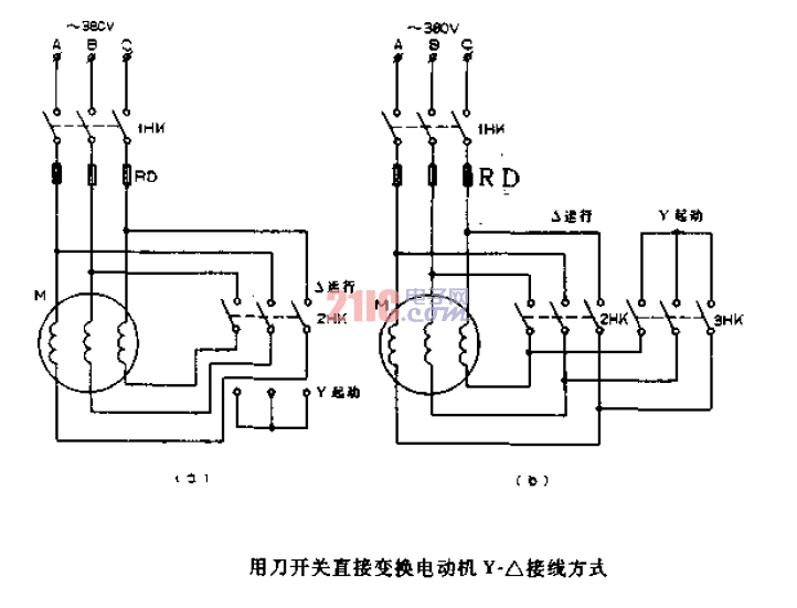 用刀<strong>開關(guān)</strong>直接變換<strong>電動機</strong>Y-<strong>接線</strong>方式<strong>電路圖</strong>.gif