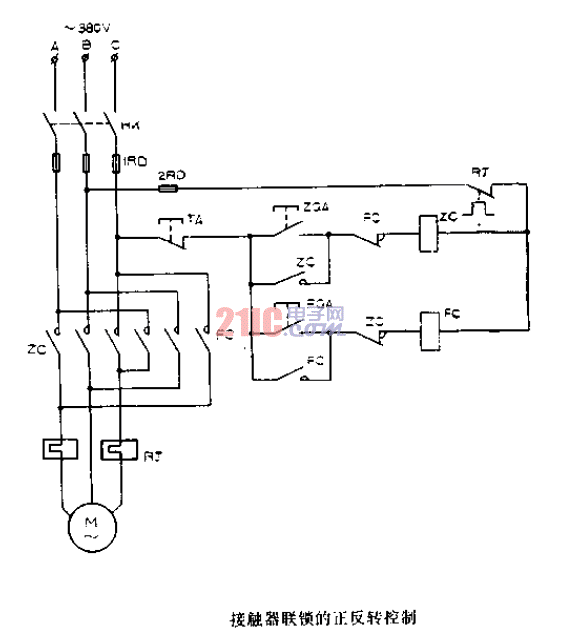 接觸器聯(lián)鎖的<strong>正反轉(zhuǎn)控制</strong>電路圖.gif