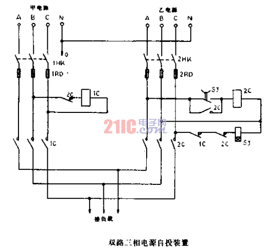 雙路<strong>三相電源</strong>自投裝置<strong>電路圖</strong>.gif