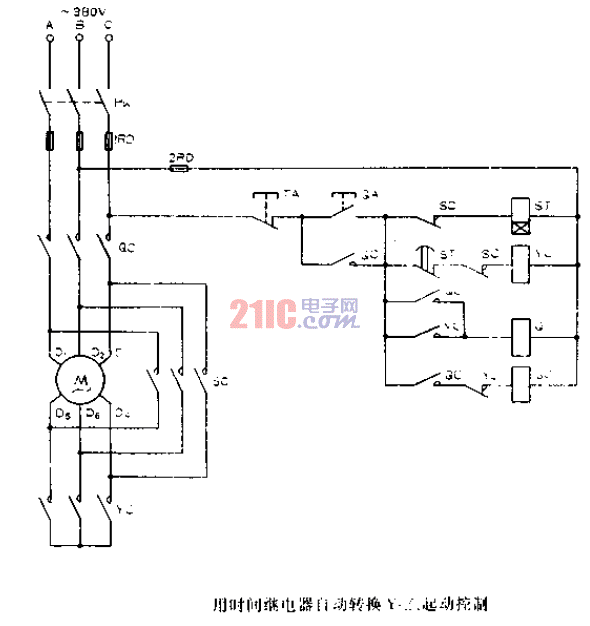 用<strong>時(shí)間繼電器</strong>自動(dòng)轉(zhuǎn)換Y起<strong>動(dòng)控制</strong>.gif