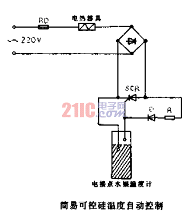 簡(jiǎn)易<strong>可控硅</strong><strong>溫度</strong><strong>自動(dòng)控制電路</strong>圖.gif