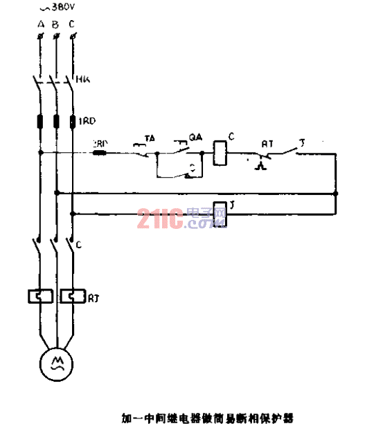 加一<strong>中間繼電器</strong>做簡易斷相<strong>保護(hù)器</strong><strong>電路圖</strong>.gif