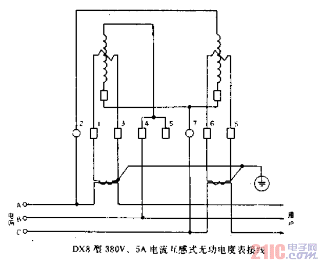 DX8型380V、5A萬用<strong>電流</strong>互感式無功<strong>電度表</strong><strong>接線</strong>.gif