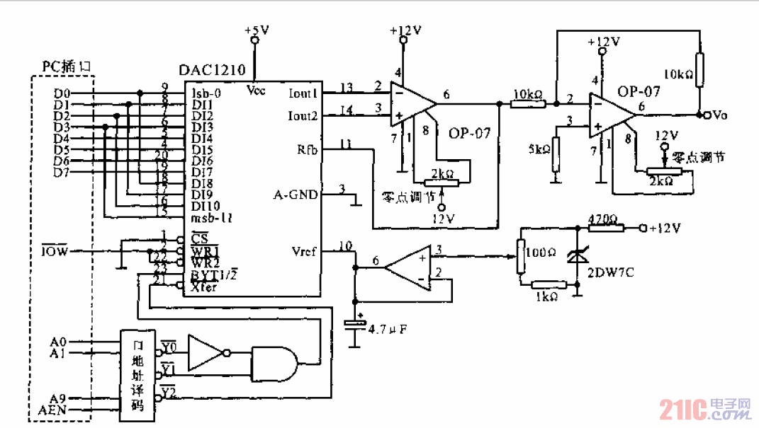 <strong>DAC</strong>1210與<strong>PC機</strong><strong>接口電路</strong>.gif