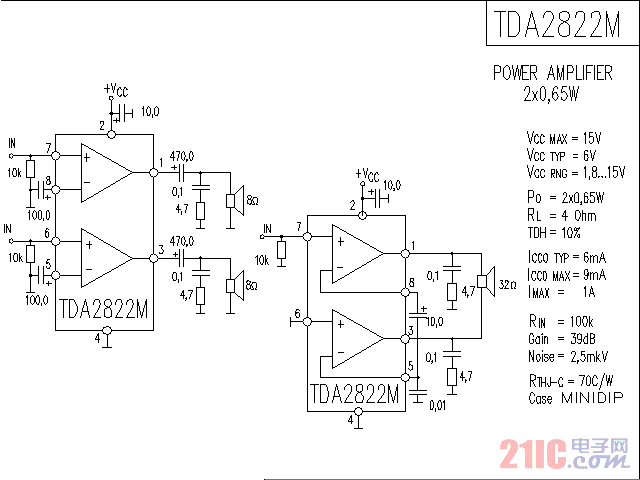 <strong>TDA2822</strong>M<strong><strong>集成</strong></strong><strong><strong>功放電路</strong></strong>.gif