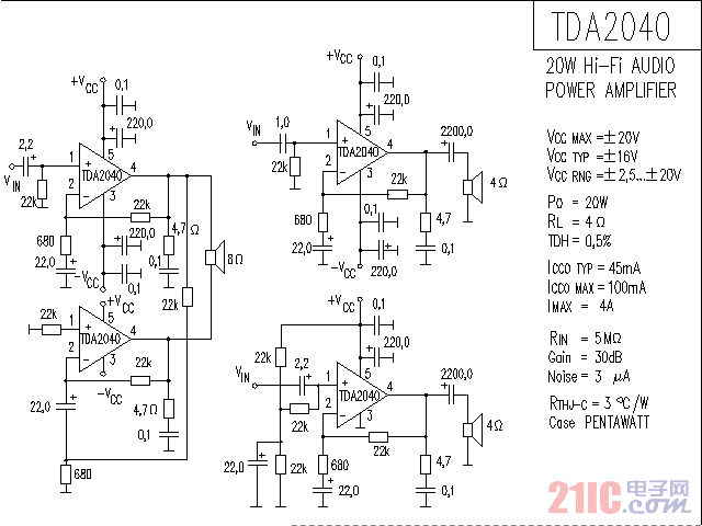 TDA2040 音頻<strong><strong>功率放大電路</strong></strong>.gif