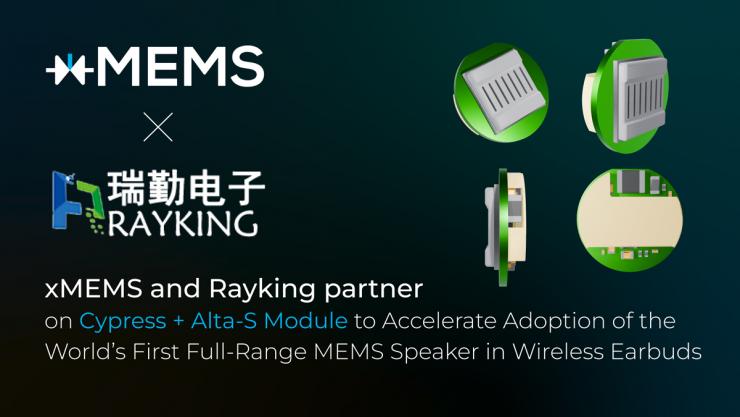 xMEMS與瑞勤合作推出Cypress + Alta-S模塊，加速全球首款全頻MEMS揚聲器在真無線耳機中的應用