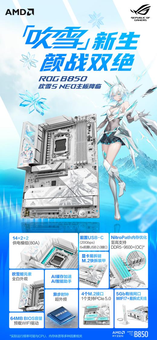 顏戰(zhàn)雙絕！華碩ROG B850吹雪S NEO主板開啟預(yù)約