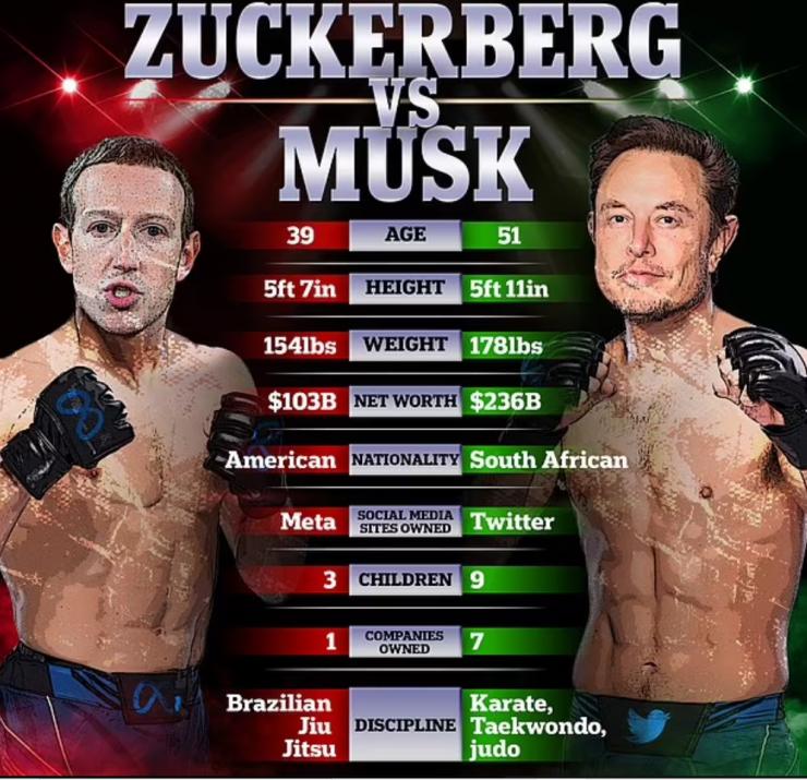 馬斯克學(xué)格斗，扎克伯格練柔術(shù)，3400億美元的“約架”真來了？