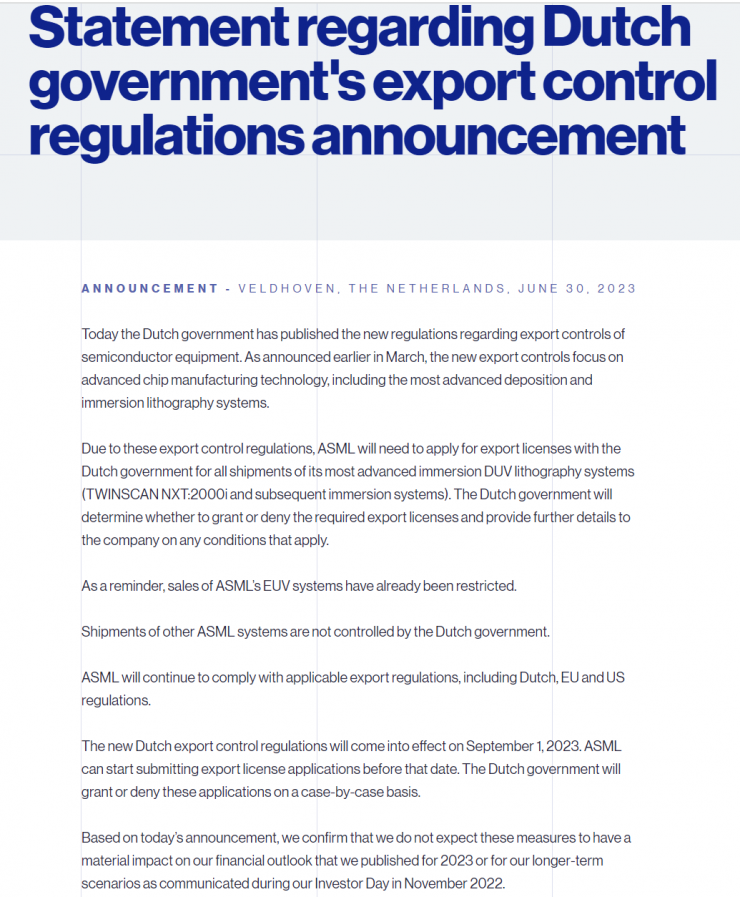 ASML確認！荷蘭管制新規(guī)將影響這幾種型號光刻機出口