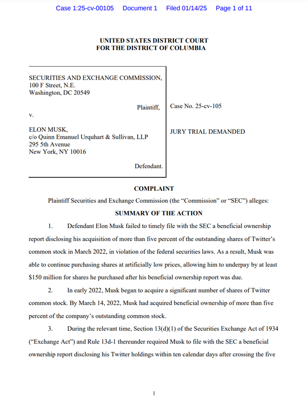 突發(fā)！馬斯克被起訴