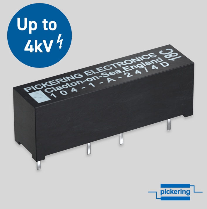 Pickering Electronics 提升了熱賣的104 系列 高壓舌簧繼電器的截止電壓規(guī)范