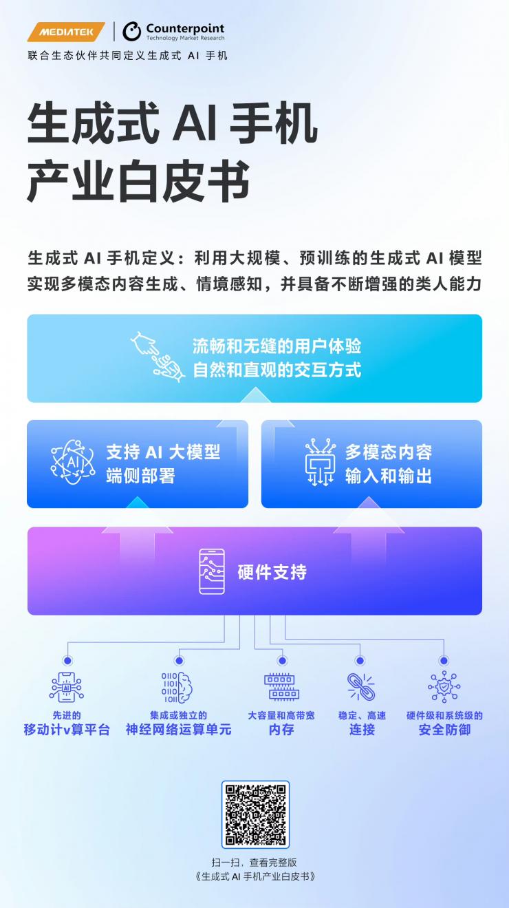 MediaTek攜手生態(tài)伙伴聯(lián)合發(fā)布《生成式AI手機(jī)產(chǎn)業(yè)白皮書》，共同定義生成式AI手機(jī)