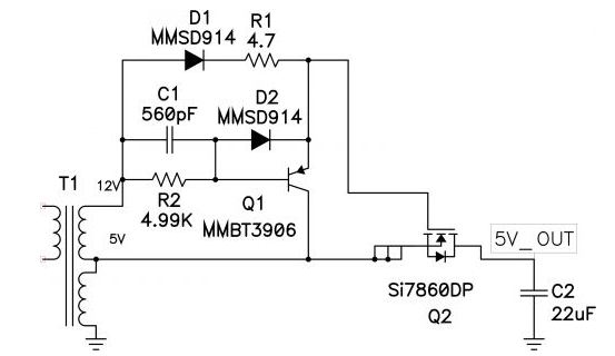 圖1: Q1 快速關閉同步反向 FET Q2