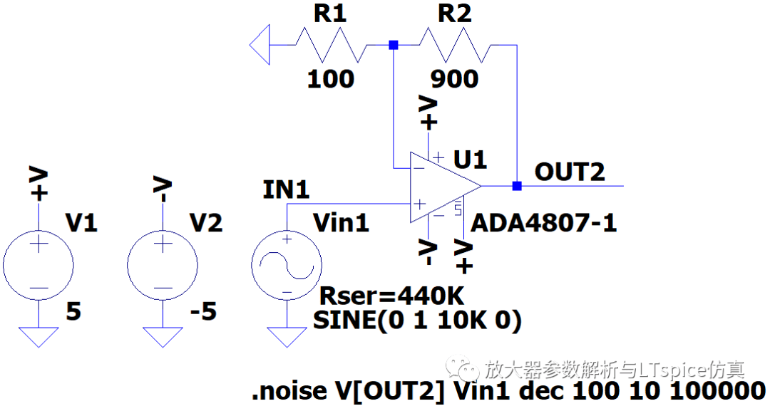 均方根(RMS)噪聲轉換之放大器的噪聲