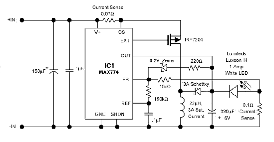 分立式高電流開(kāi)關(guān)模式LED驅(qū)動(dòng)器電路圖設(shè)計(jì)