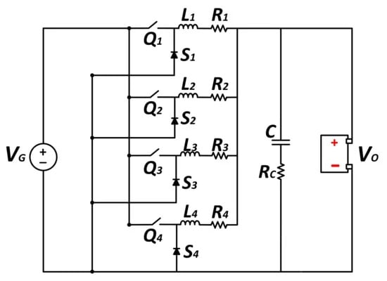 用于電動汽車充電的同步多相降壓拓撲示例。