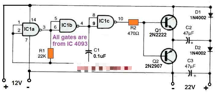 12V至24V倍壓器電路圖設(shè)計(jì)