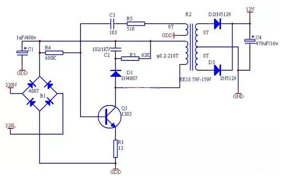 六款簡單的開關電源電路設計原理圖分析