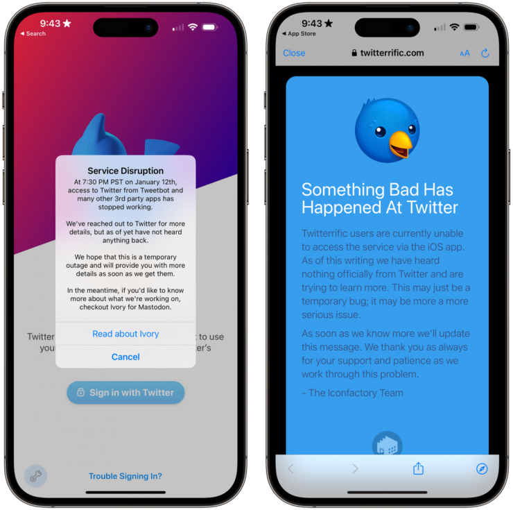 推特第三方客戶端大規(guī)模失效