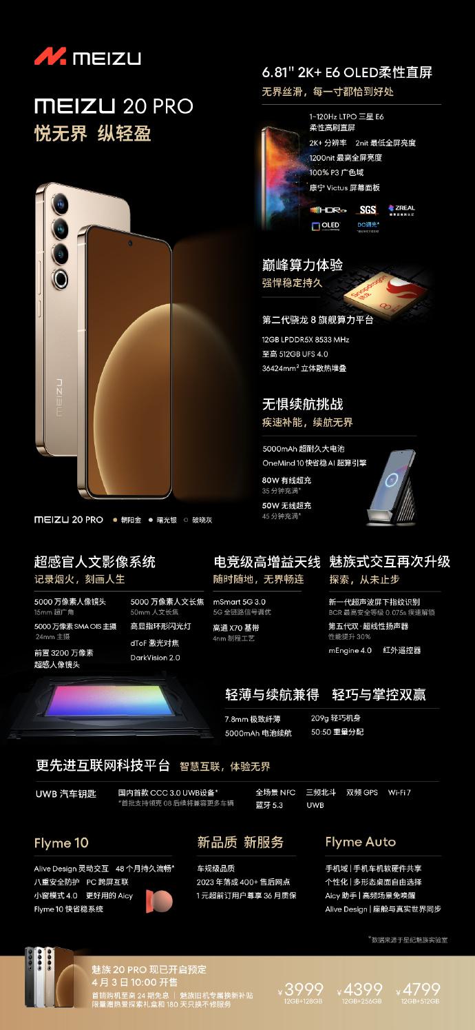 搭載高通驍龍 8 Gen 2 處理器，魅族發(fā)布 20 系列新機(jī)