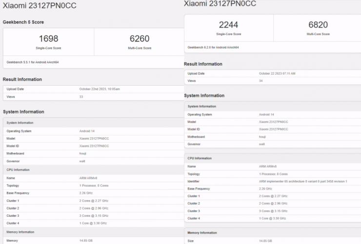 小米 14 新機 Geekbench 最新跑分成績曝光