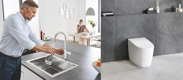 從左到右：德國高儀波藍氣泡水系統(tǒng)；德國高儀艾吉娜智能座廁