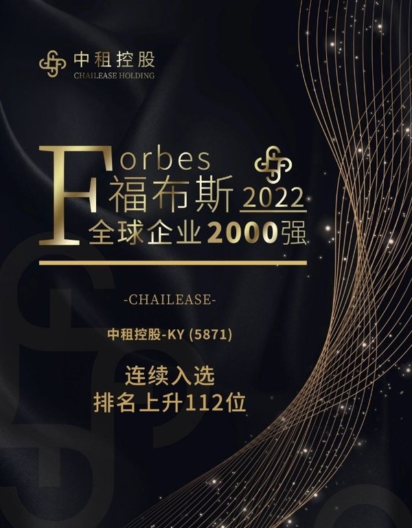 仲利國(guó)際母公司中租控股入選福布斯2000強(qiáng)，排名上升112位