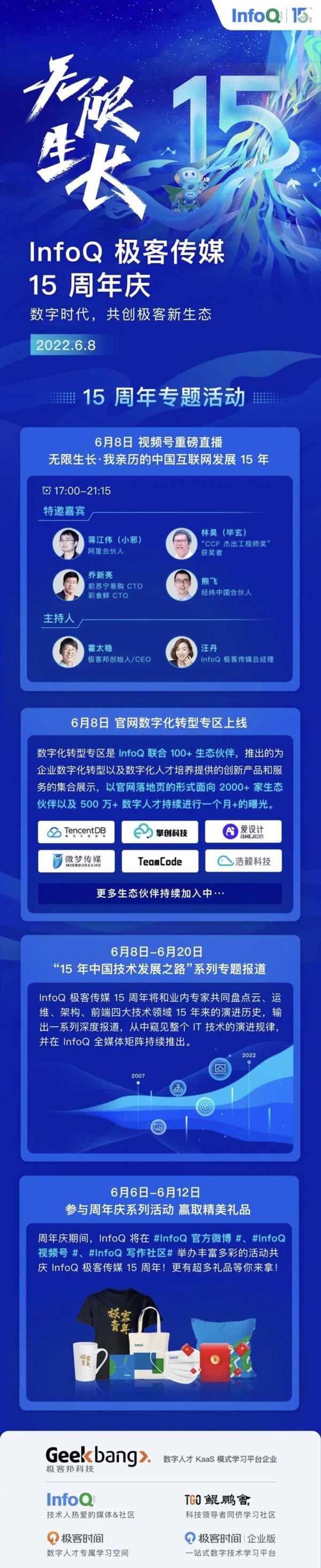 無限生長，奔赴未來  InfoQ中國成立15周年系列活動現(xiàn)已開啟