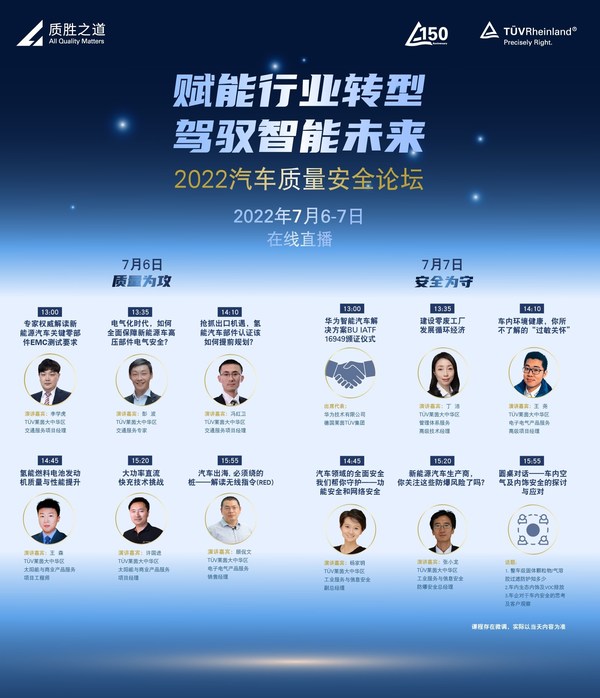 TUV萊茵將舉辦2022汽車質(zhì)量安全論壇 TUV萊茵將舉辦2022汽車質(zhì)量安全論壇
