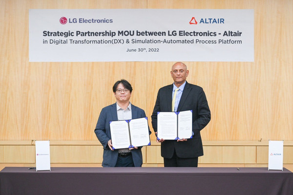 Altair 與 LG Electronics 簽署諒解備忘錄，以基于 AI 的仿真技術，加速產品開發(fā)的數(shù)字化轉型