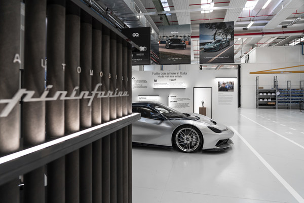 The Battista next to the Bespoke area at the Battista Atelier of Automobili Pininfarina in Cambiano. The Battista next to the Bespoke area at the Battista Atelier of Automobili Pininfarina in Cambiano.