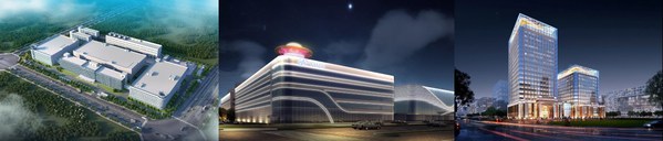 南昌約14萬平方米研發(fā)生產(chǎn)基地（圖左），上海市臨港新片區(qū)約18萬平方米研發(fā)生產(chǎn)基地和約10萬平方米的總部大樓（圖右）。