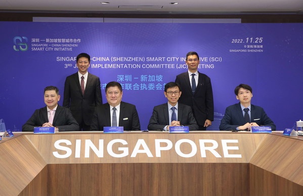 MOU Batch 1 (Standing Left) Mr Ian Mak. Assistant Chief Executive, International. Infocomm Media Development Authority 麥重乙 資訊通信媒體發(fā)展局國(guó)際群 助理局長(zhǎng) (Standing Right) Mr Joseph Leong, Permanent Secretary for Communications and Information 新加坡通訊及新聞部常任秘書(shū)梁穎強(qiáng)先生 Tan Kian Heong President, Strides Digital 陳健雄 總裁 Fuji Foo Managing Director, Strides DST 符史山 常務(wù)董事 Mr Leong Der Yao, Assistant Chief Executive, Sectoral Transformation Group, IMDA 梁德耀 新加坡資訊通信媒體發(fā)展局助理局長(zhǎng) Tee Chee Keong Benjamin, Vice Dean (Research), College of Design and Engineering National University of Singapore 鄭志強(qiáng)副教授 新加坡國(guó)立大學(xué)設(shè)計(jì)與工程學(xué)院副院長(zhǎng)(科研) MOU Batch 1 (Standing Left) Mr Ian Mak. Assistant Chief Executive, International. Infocomm Media Development Authority 麥重乙 資訊通信媒體發(fā)展局國(guó)際群 助理局長(zhǎng) (Standing Right) Mr Joseph Leong, Permanent Secretary for Communications and Information 新加坡通訊及新聞部常任秘書(shū)梁穎強(qiáng)先生 Tan Kian Heong President, Strides Digital 陳健雄 總裁 Fuji Foo Managing Director, Strides DST 符史山 常務(wù)董事 Mr Leong Der Yao, Assistant Chief Executive, Sectoral Transformation Group, IMDA 梁德耀 新加坡資訊通信媒體發(fā)展局助理局長(zhǎng) Tee Chee Keong Benjamin, Vice Dean (Research), College of Design and Engineering National University of Singapore 鄭志強(qiáng)副教授 新加坡國(guó)立大學(xué)設(shè)計(jì)與工程學(xué)院副院長(zhǎng)(科研)