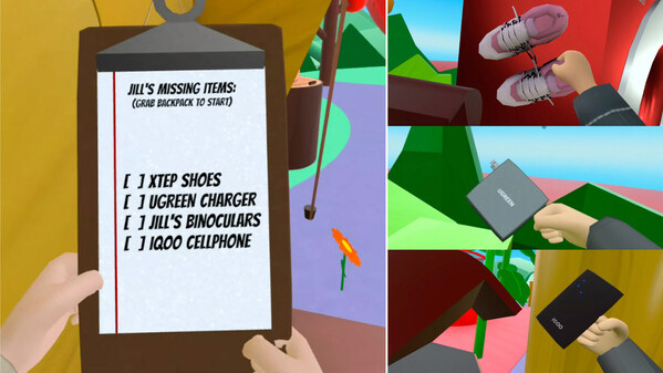 遺失物品清單：特步運動鞋、Ugreen充電器、IQOO手機以及虛擬人Jill的望遠鏡